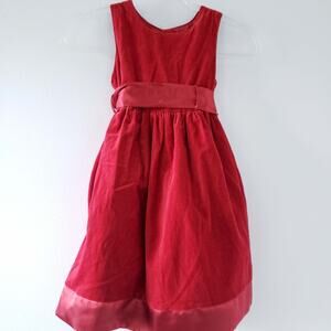 La Princess Girls Red Velvet Dress Christmas 6x Holiday Sleeveless Tie Back Sash